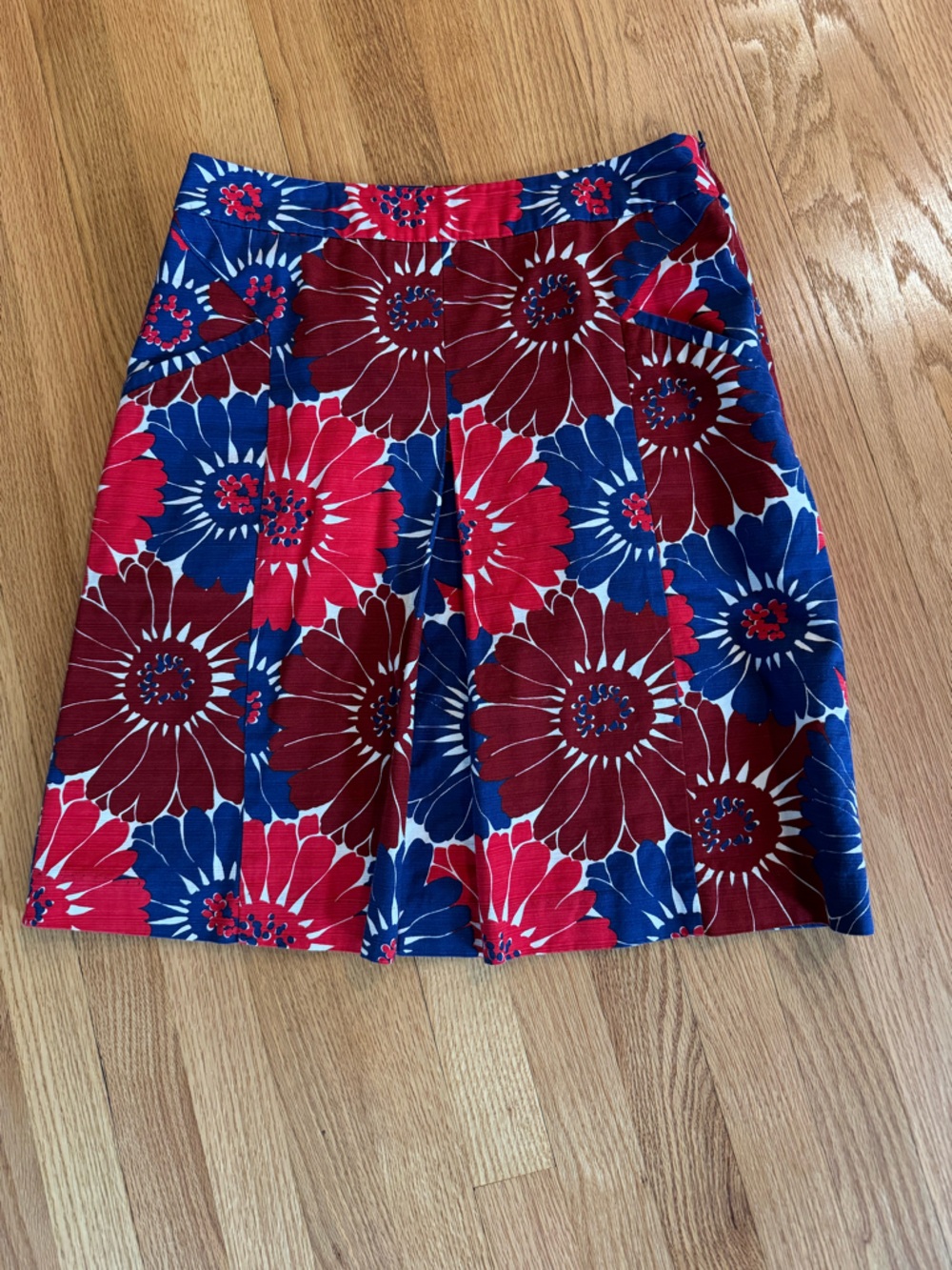Floral A-Line Skirt in Red, Blue & Burgundy